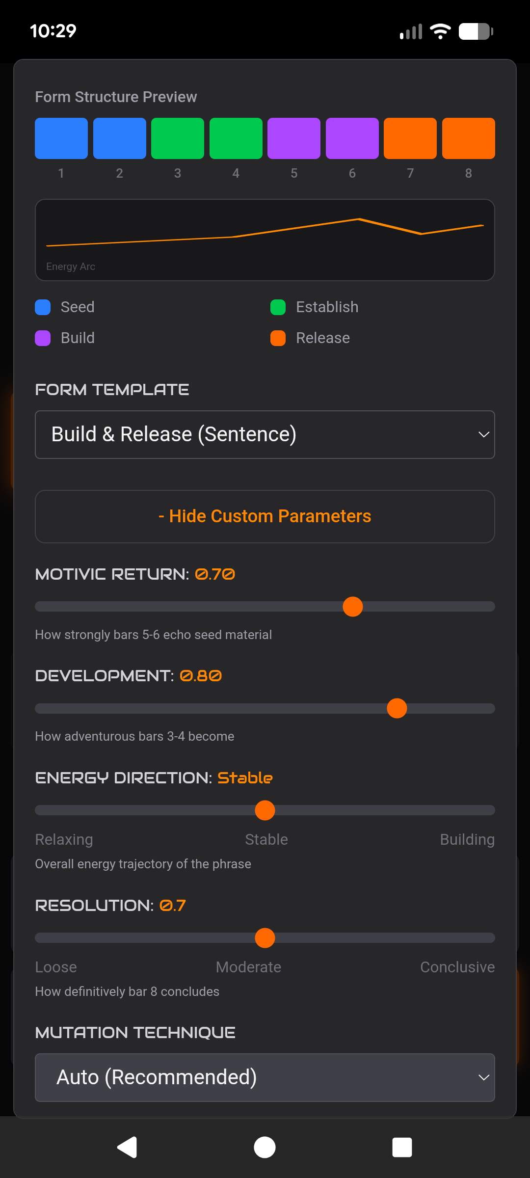 TC-01 phrase generation screen